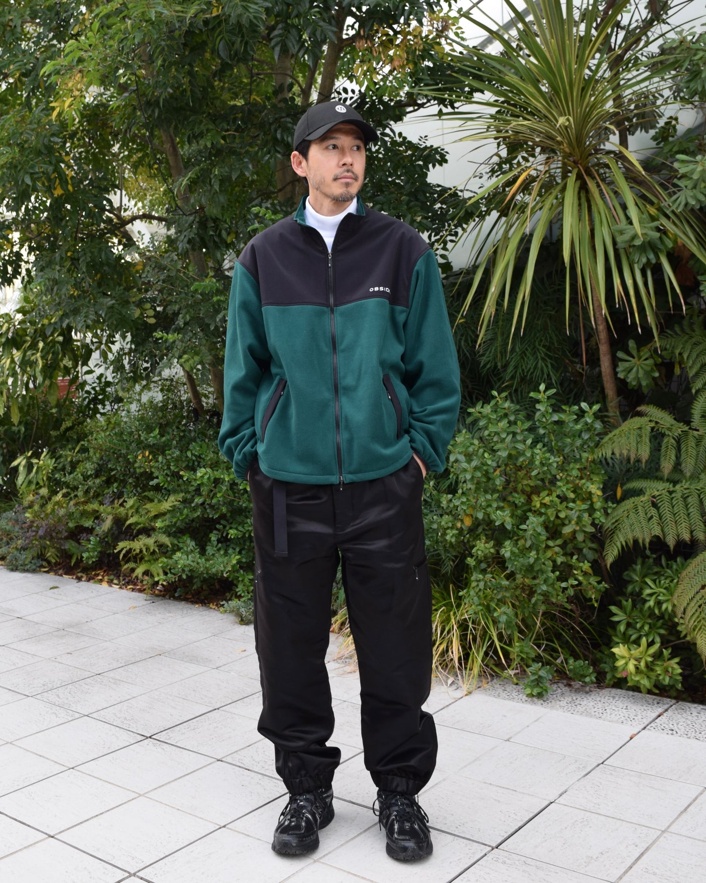 FLEECE×2WAY TAFFETA ZIP UP  BLOUSON