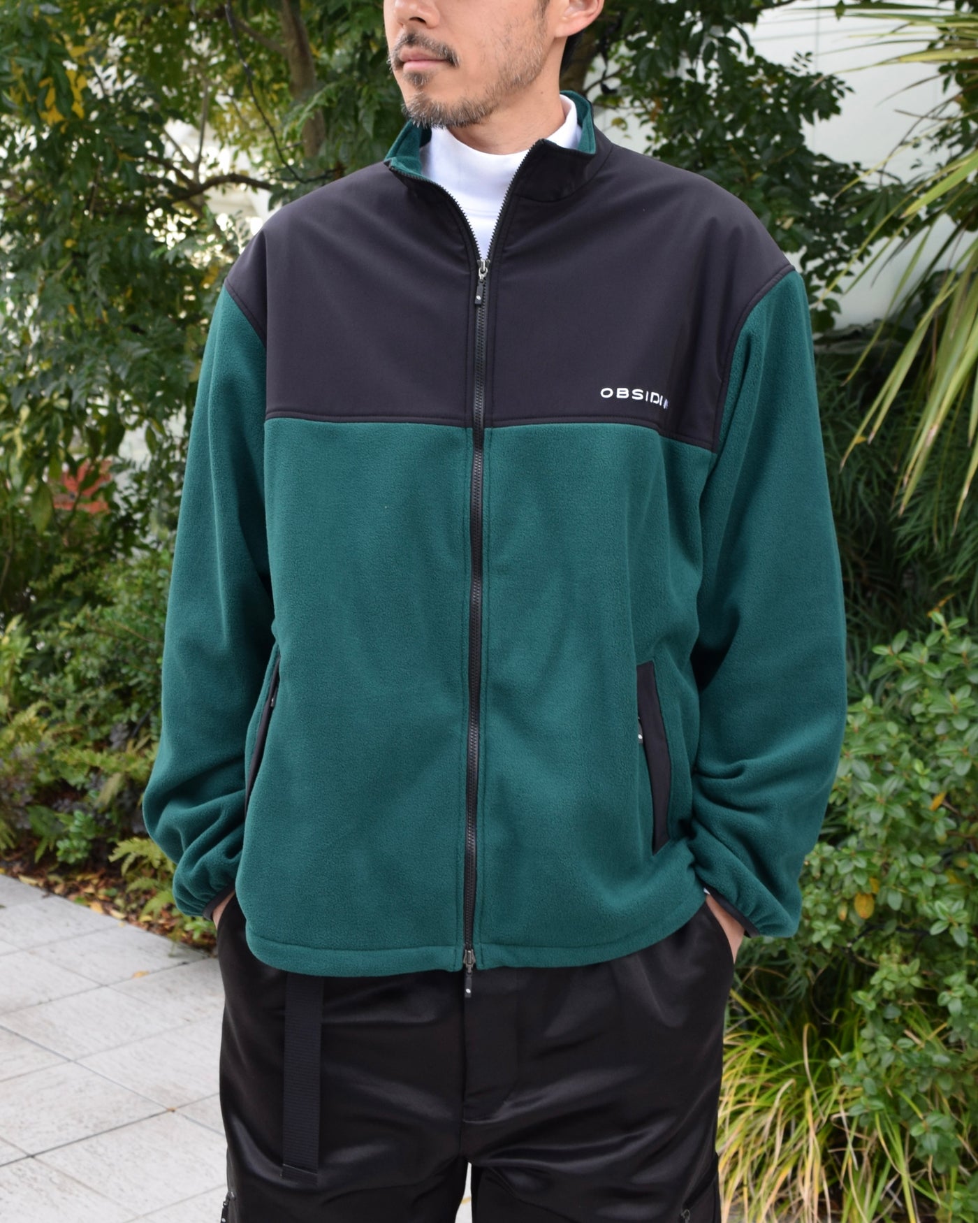 FLEECE×2WAY TAFFETA ZIP UP  BLOUSON