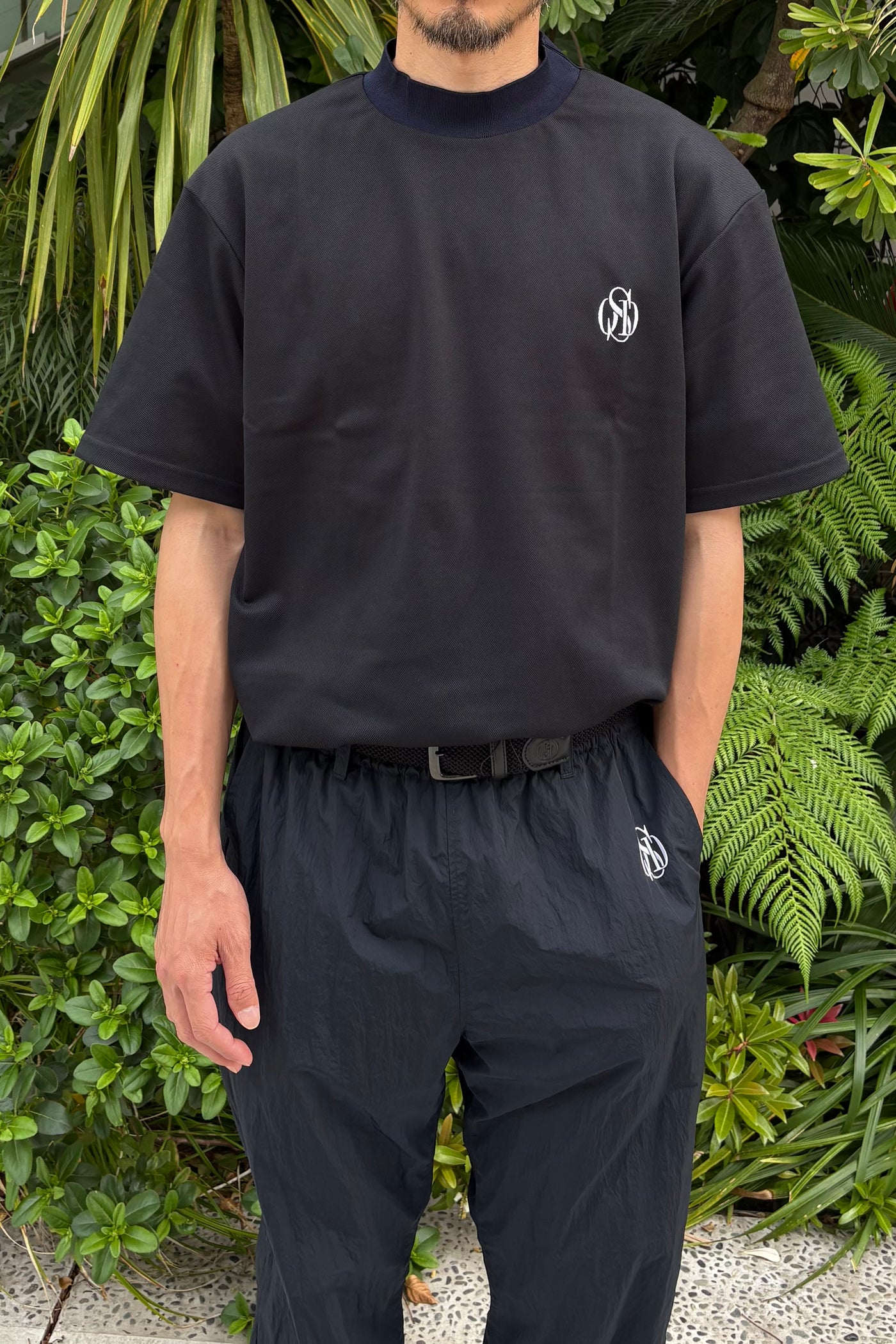 PIQUE MOCK NECK T-SHIRT
