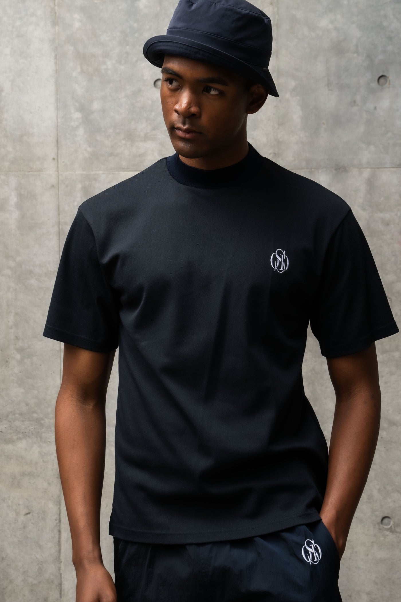 PIQUE MOCK NECK T-SHIRT