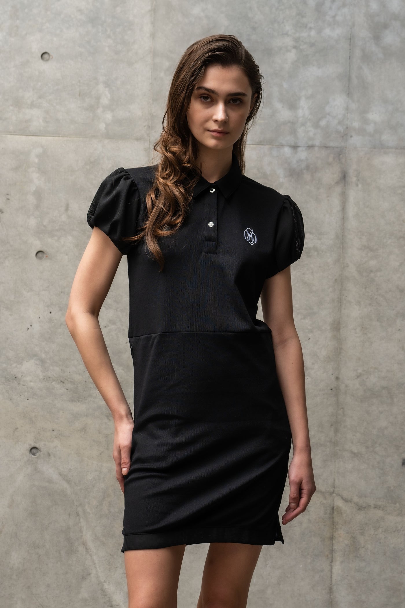 PIQUE BALLOON SLEEVE ONE PIECE