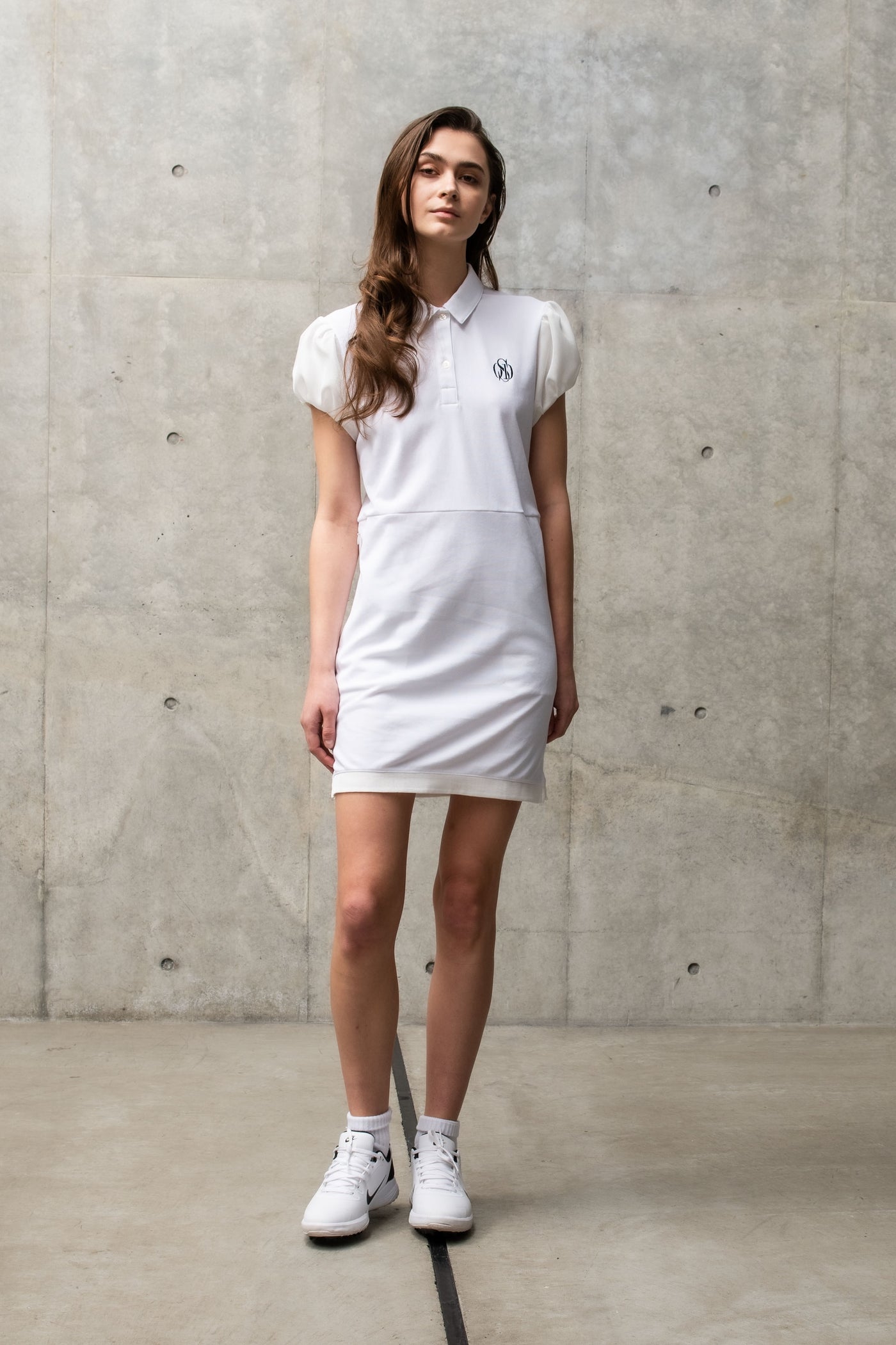 PIQUE BALLOON SLEEVE ONE PIECE