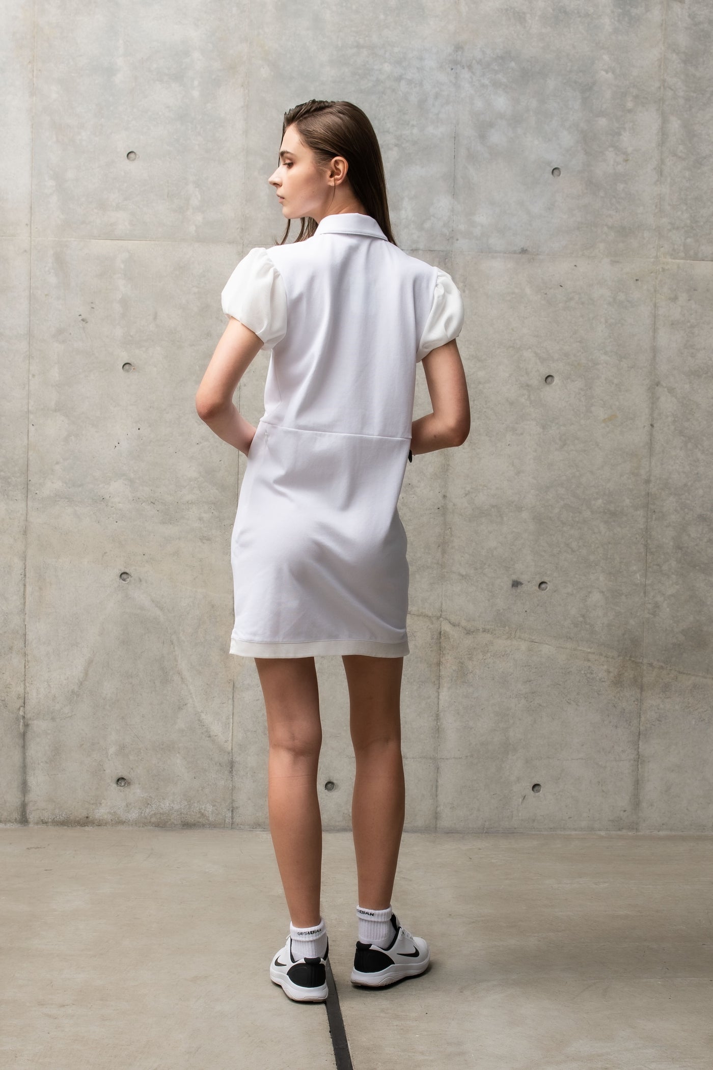 PIQUE BALLOON SLEEVE ONE PIECE