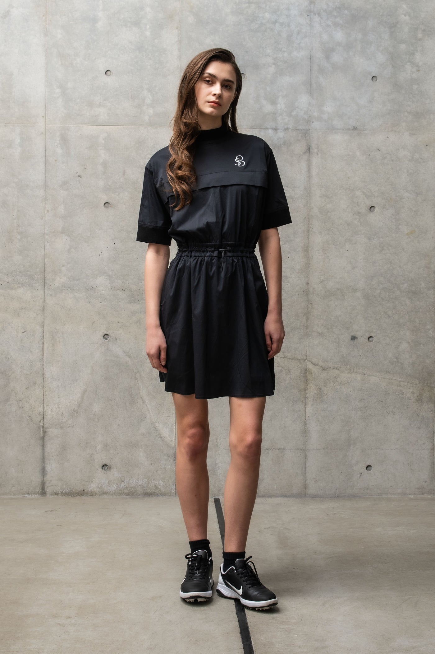 STRETCH MOCK NECK ONE PIECE