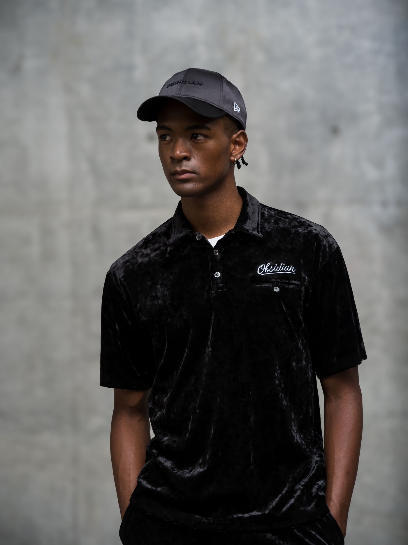 【セットアップ】CRUSHED VELOURS POLO SHIRT & SHORTS SET