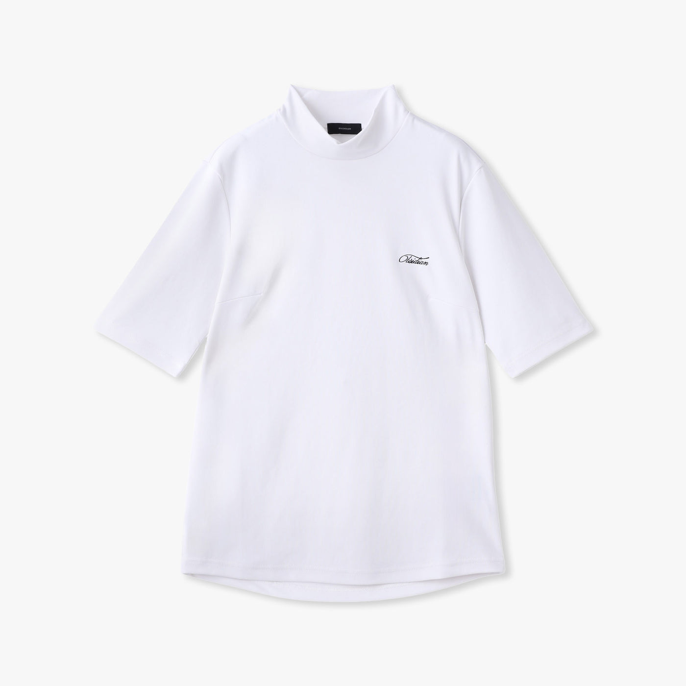CURSIVE EMBROIDERY HIGHNECK SHORTSLEEVE