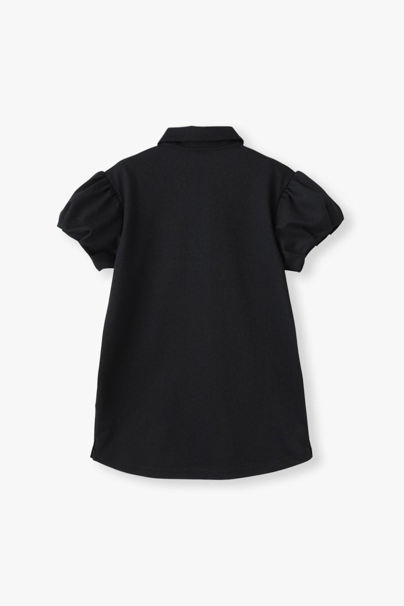 BALLOON SLEEVE PIQUE POLO SHIRT