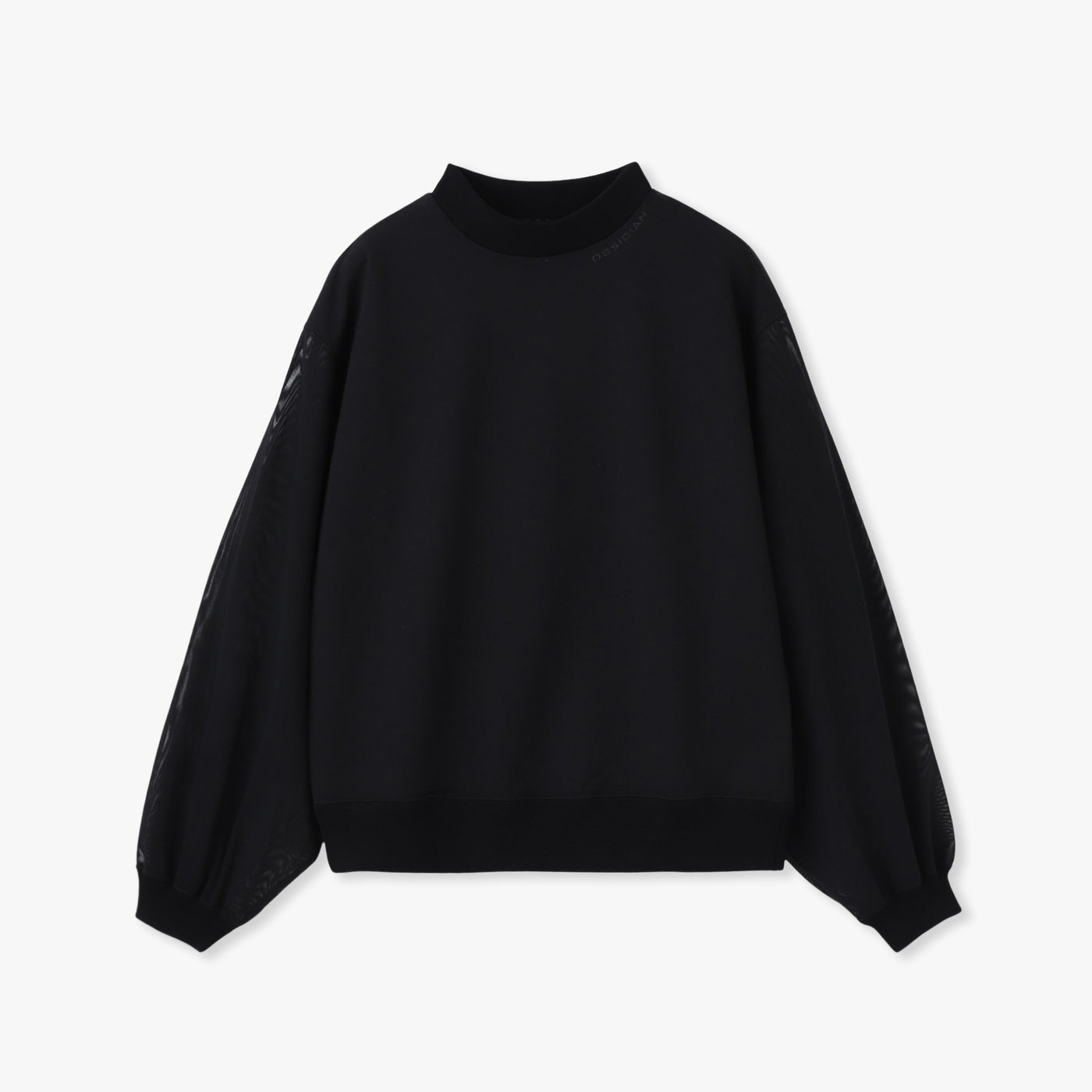MESH SLEEVE MOCK NECK PULLOVER